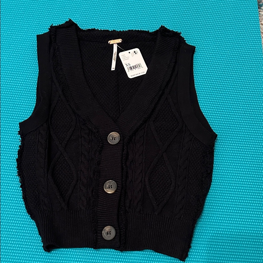 FREE PEOPLE Cable Knit Sweater Vest
